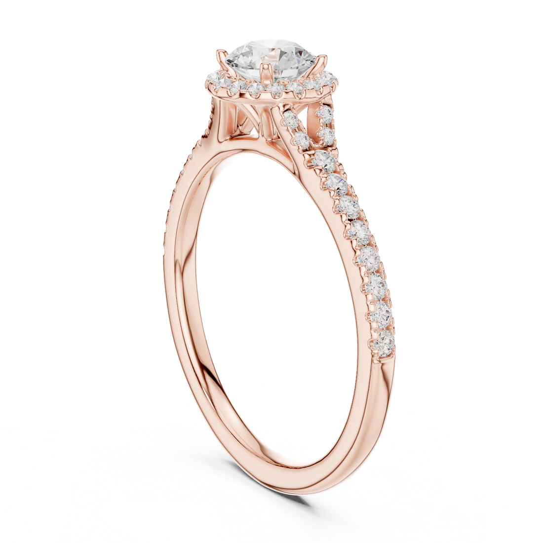 LR-0238 - Halo Round Ring - White Gold