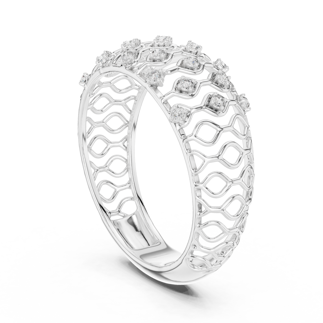 12#10068@L - Fashion Unknown Ring - White Gold