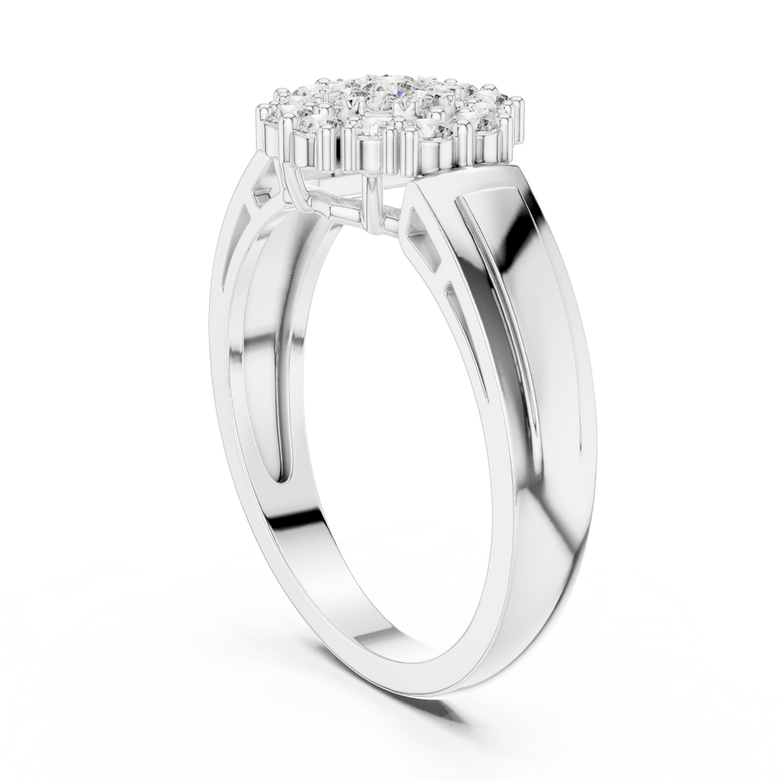 19#120013L - Fashion Round Ring - White Gold