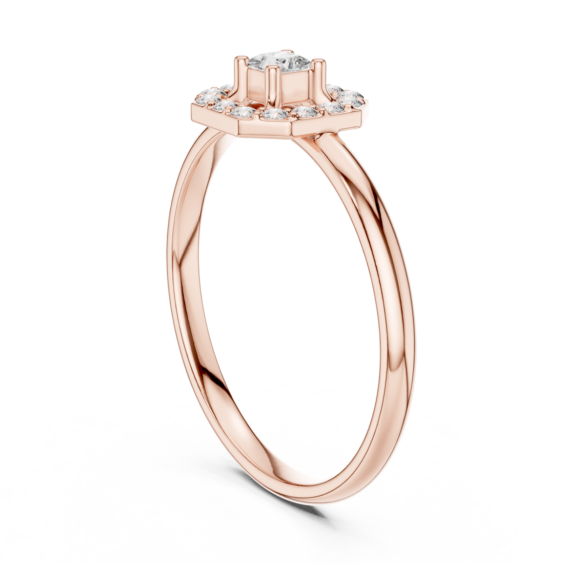 1 (344) - Halo Princess Ring - White Gold