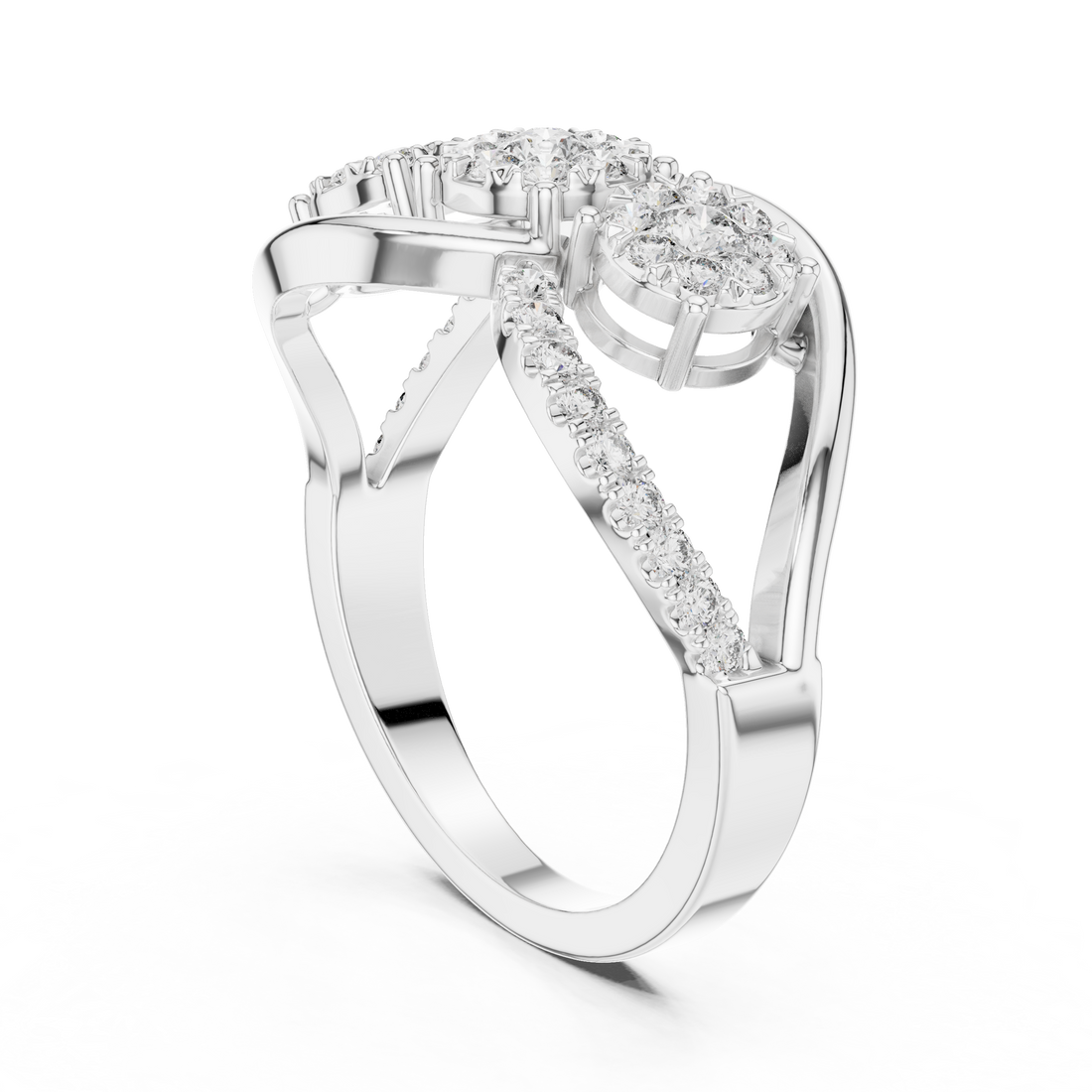19#120025L - Fashion Round Ring - White Gold