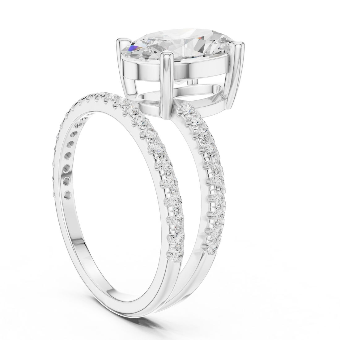 39 OV - Bypass Oval Ring - White Gold