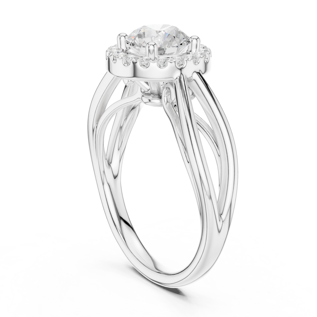 DDLR-637 - Halo Round Ring - White Gold