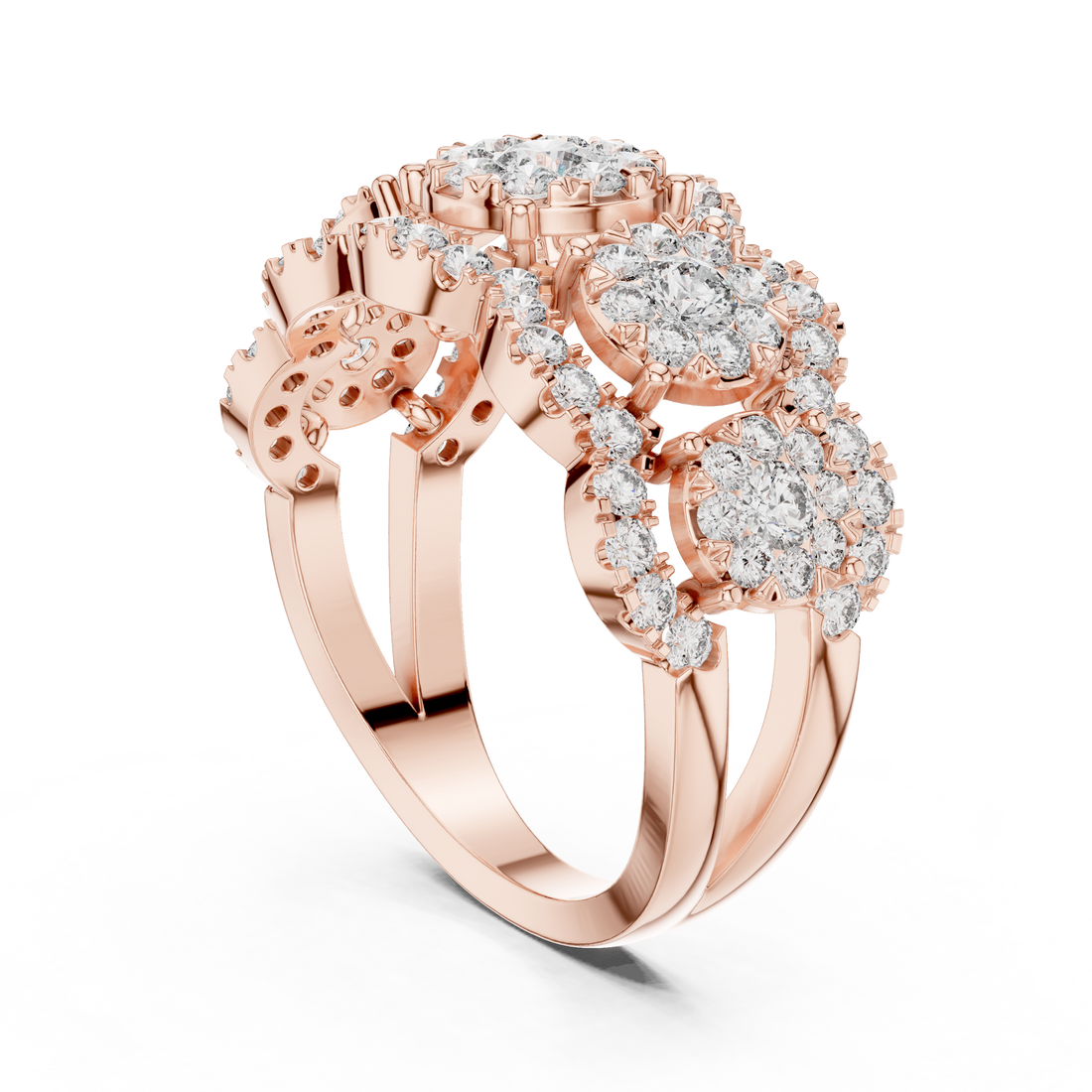 19#120023L - Fashion Round Ring - White Gold