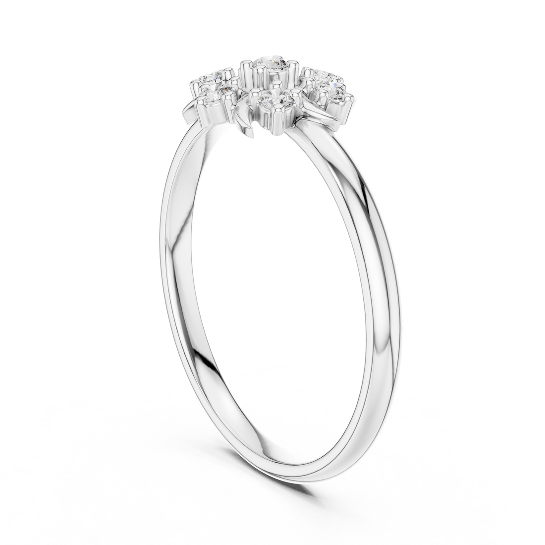 1 (368) - Fashion Round Ring - White Gold