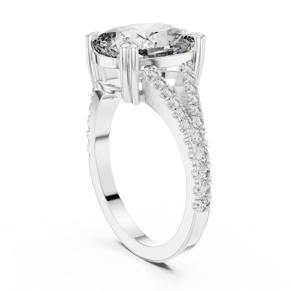 9#10026L_18 - Split Shank Cushion Ring - White Gold