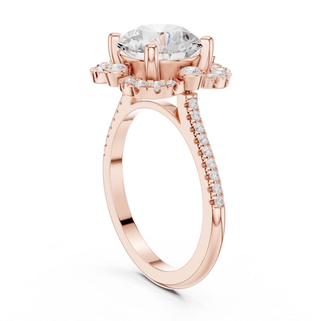 DDLR-331 - Halo Round Ring - White Gold