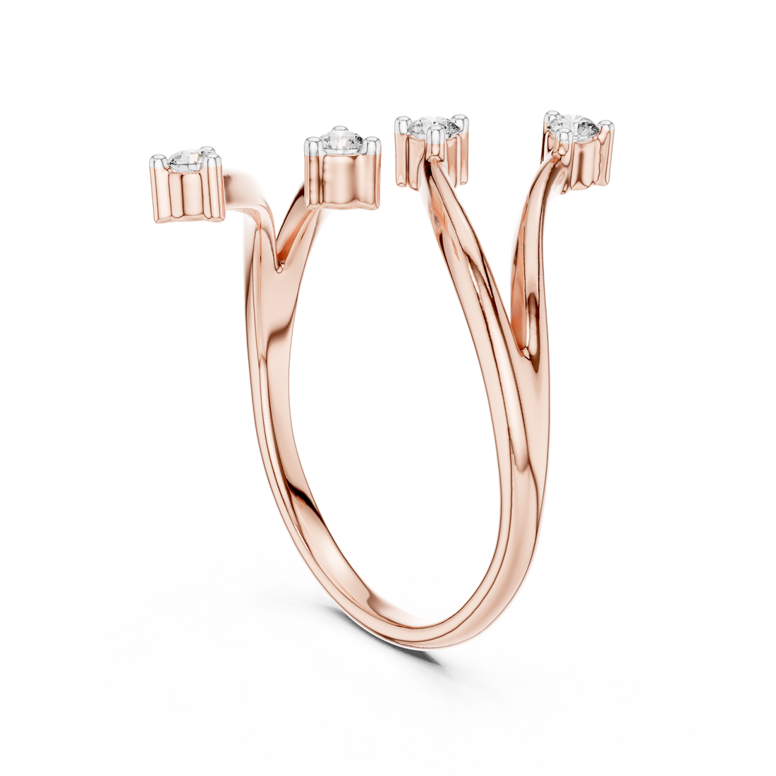 12#10052@L - Fashion Round Ring - White Gold