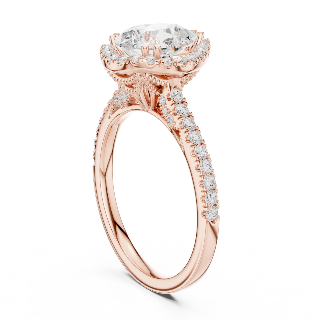 DDLR-255 - R00846-PE(001) - Halo Pear Ring - White Gold