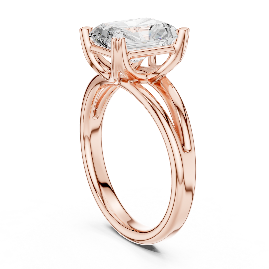 DDLR-094-RA - Split Shank Radiant Ring - White Gold