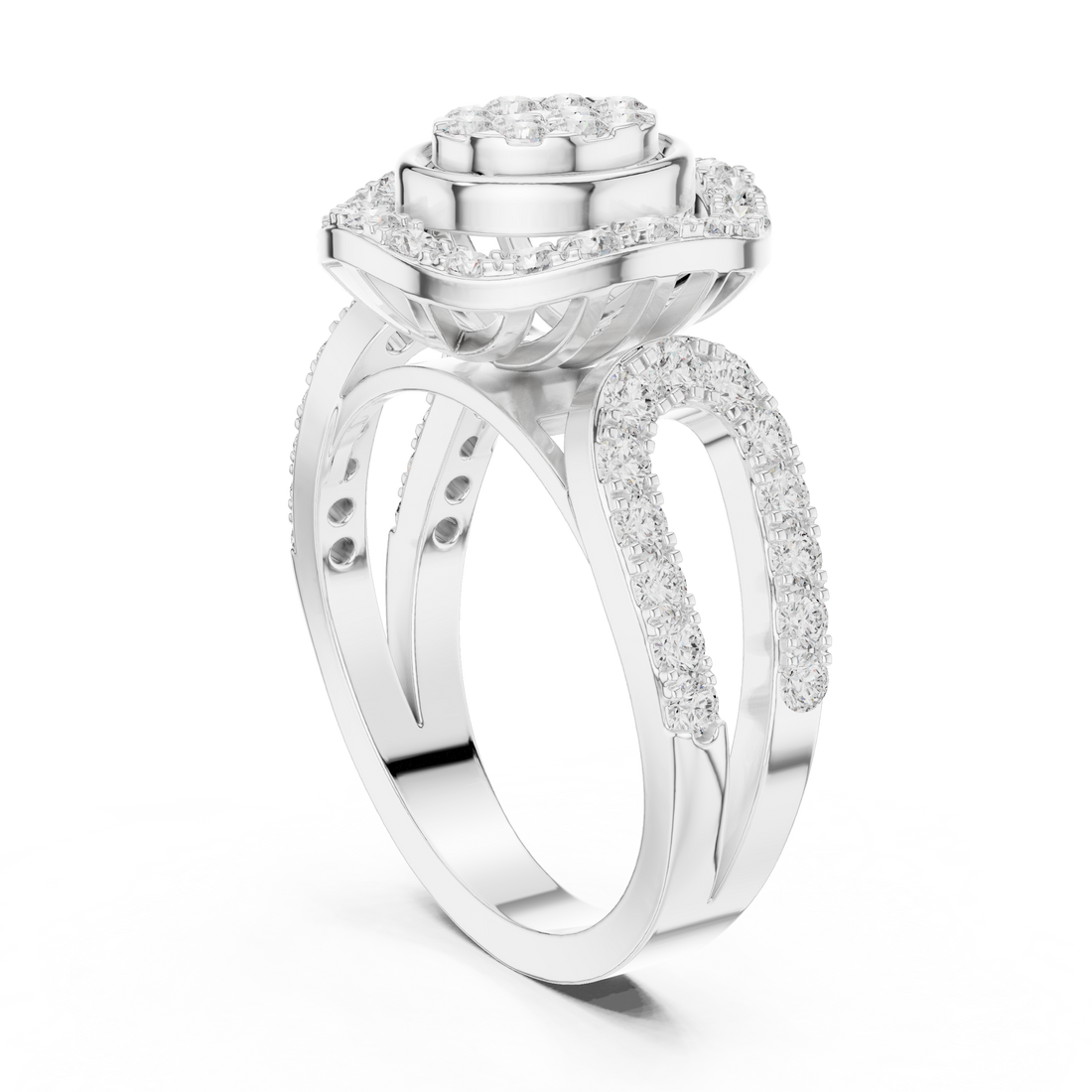 DDLR-462 - Halo Oval Ring - White Gold