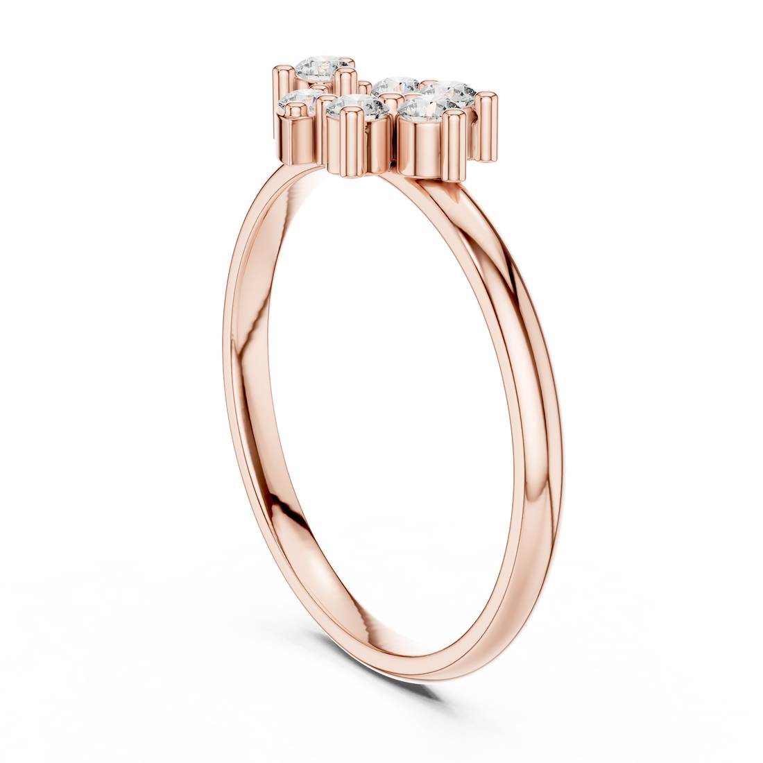 1 (456) - Fashion Round Ring - White Gold