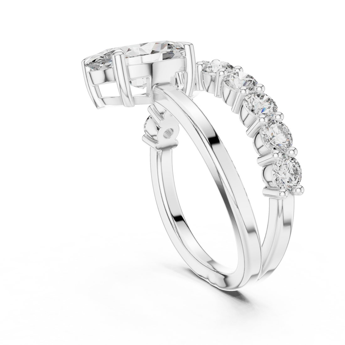 9#10015L_27 - Bypass Oval Ring - White Gold