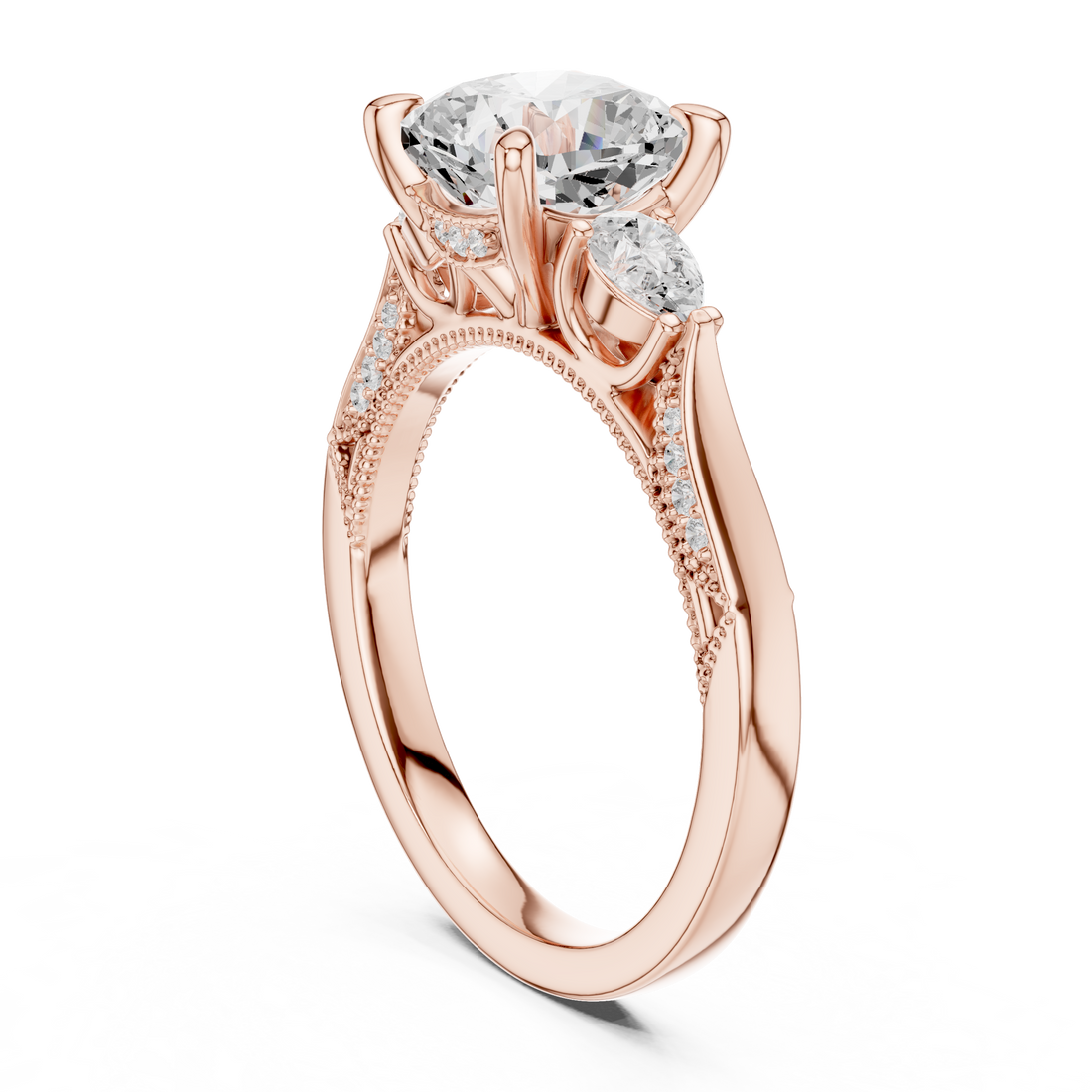 DDLR-284 - Three Stone Cushion Ring - White Gold