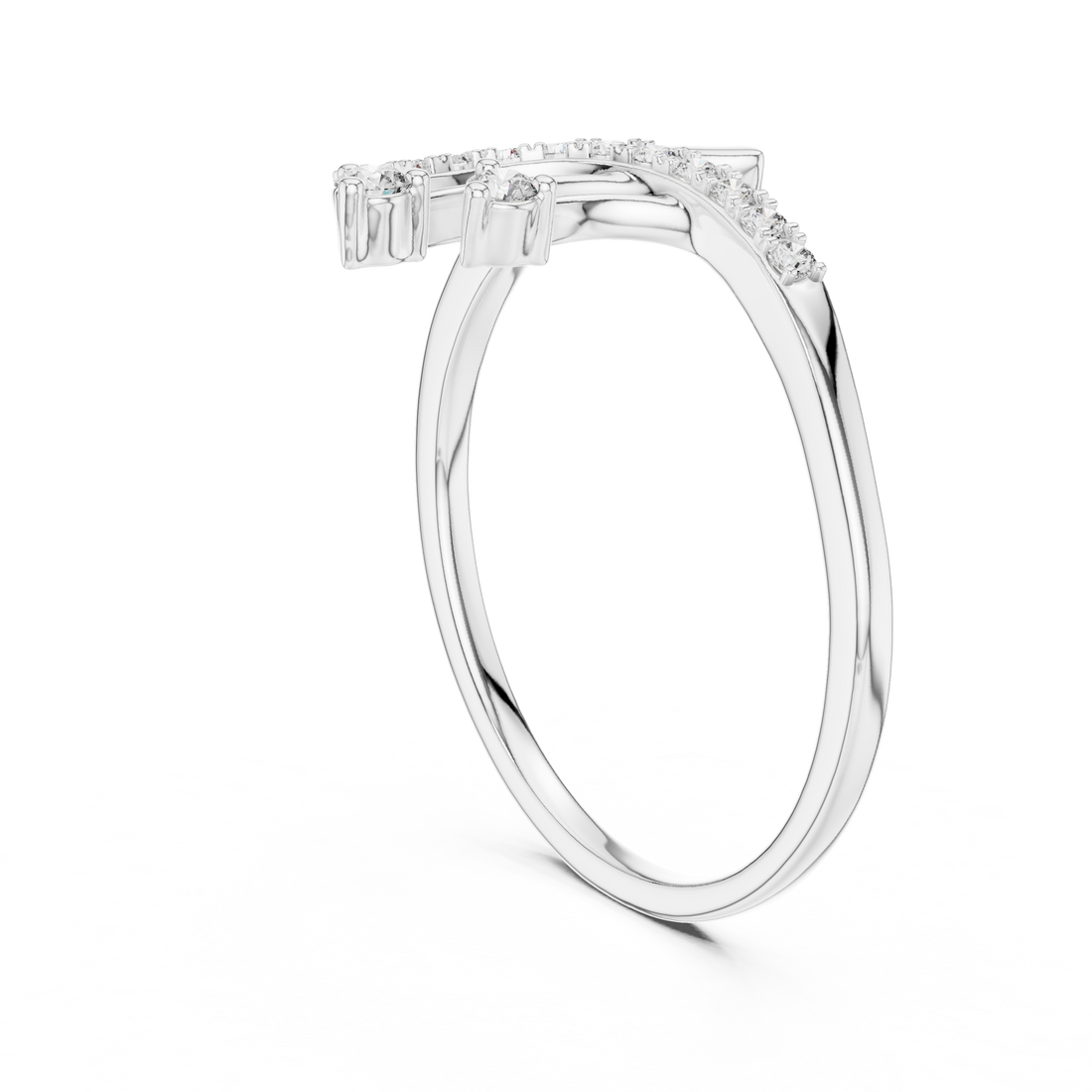 12#10028@L - Bypass Round Ring - White Gold