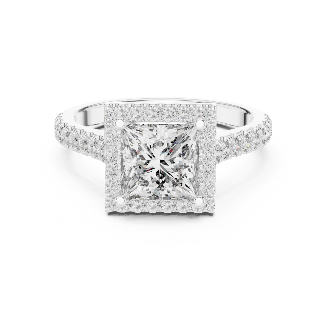 Halo Ring - Princess | DDLR-154 - Rose Gold