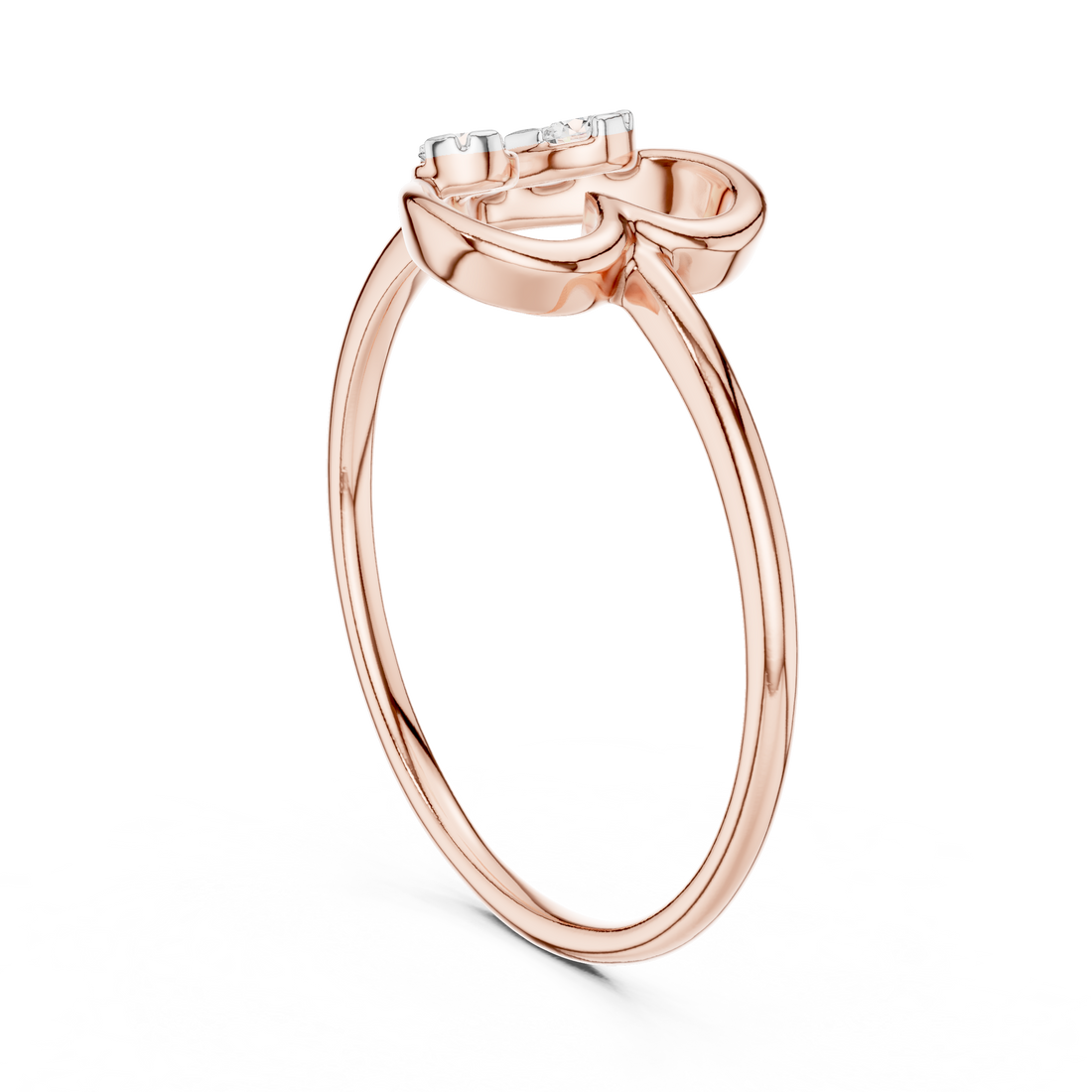 12#10039@L - Fashion Round Ring - White Gold