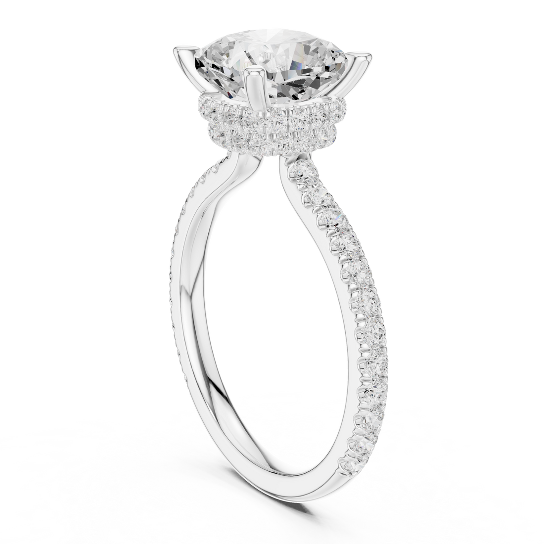DDLR-1017 - Solitaire Cushion Ring - White Gold