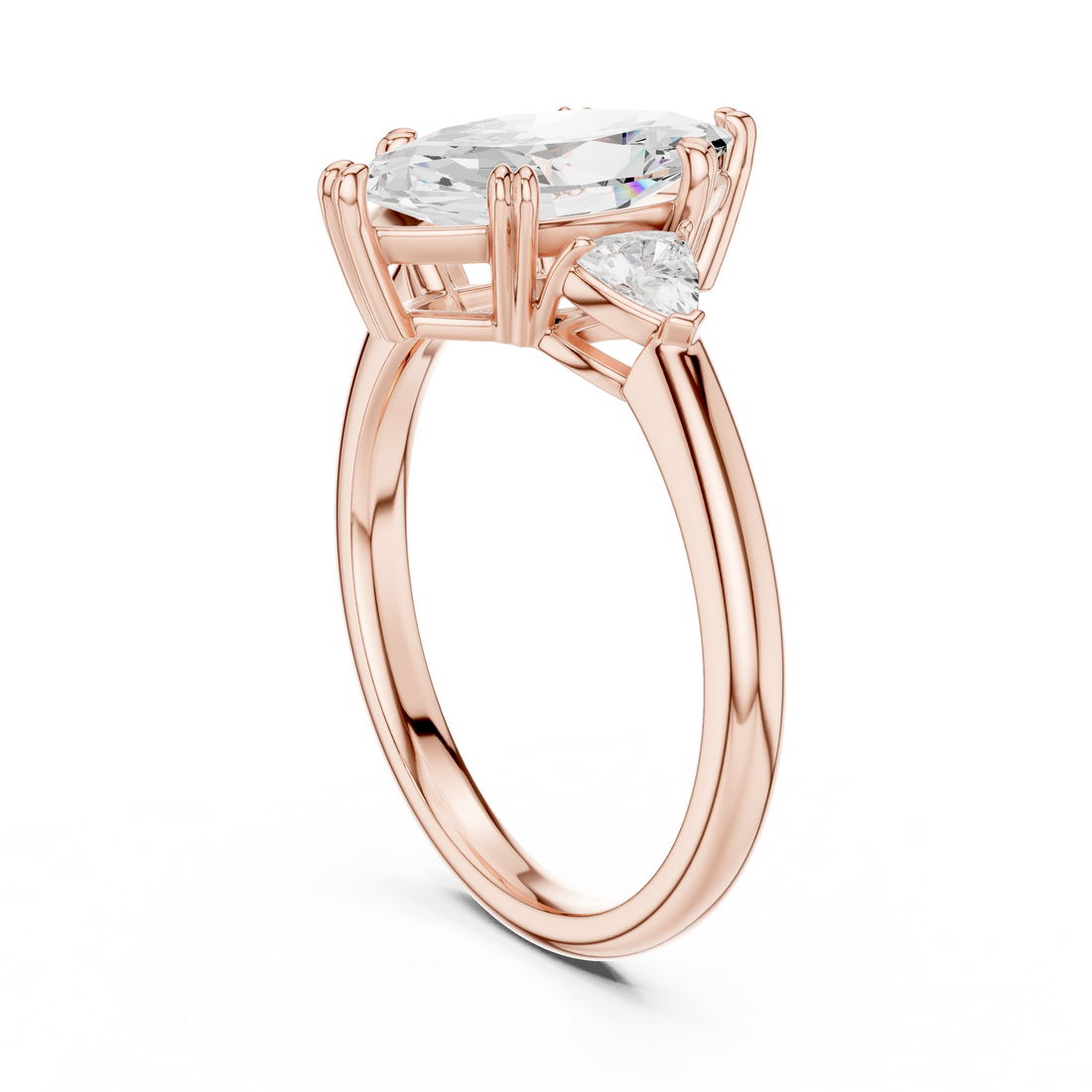 DDLR-033-MQ - Three Stone Marquise Ring - White Gold