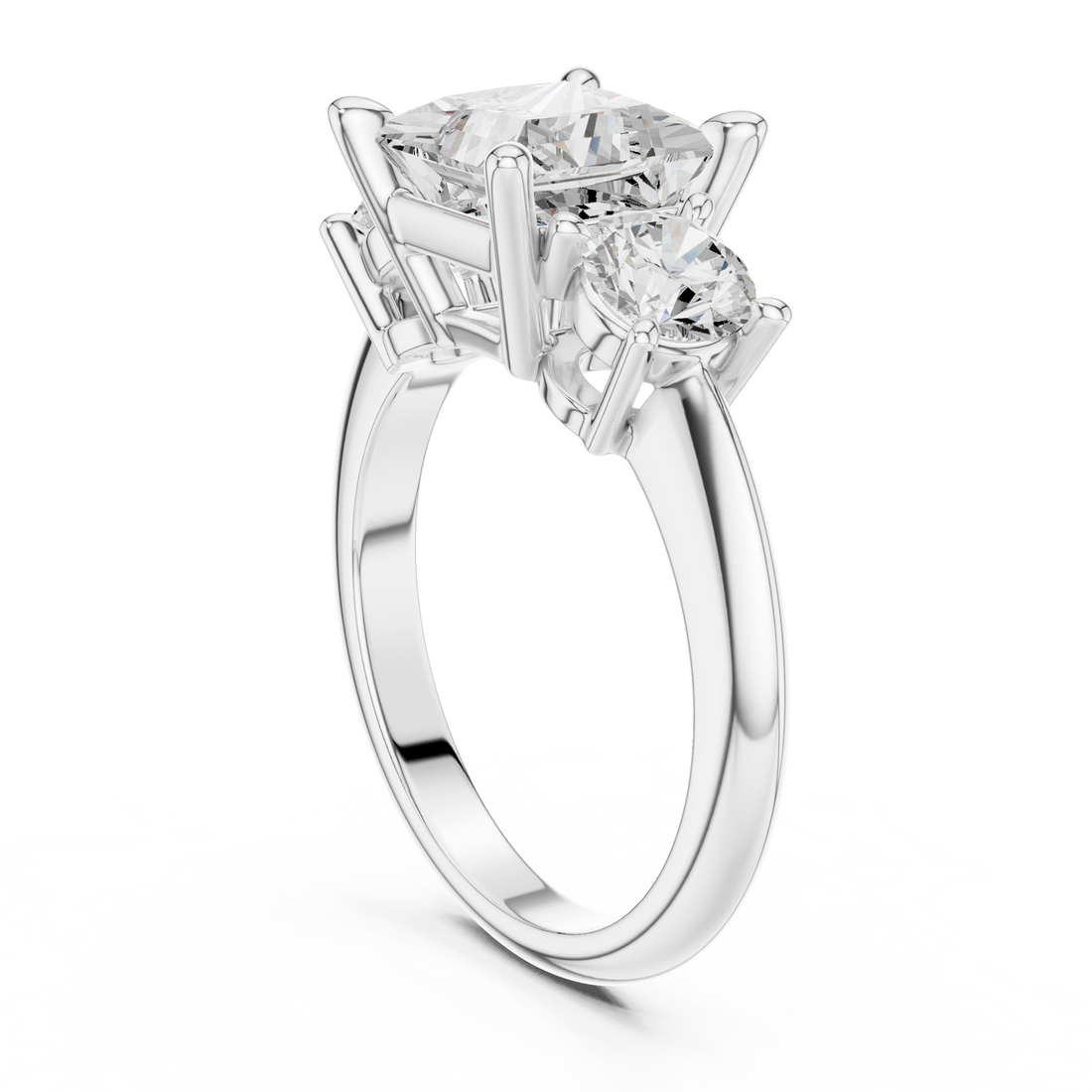 DDLR-904 - Three Stone Princess Ring - White Gold