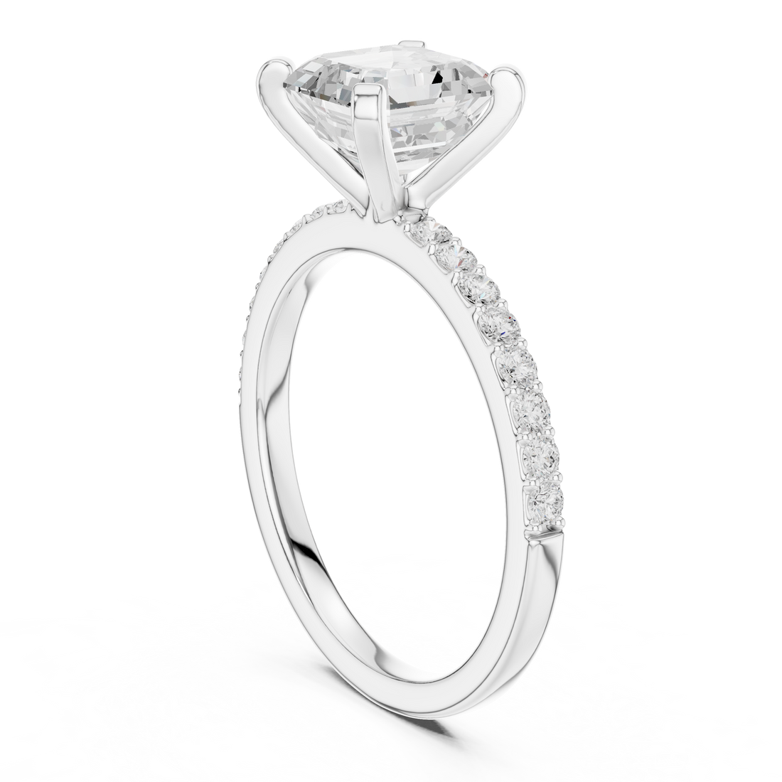 DDLR-040-R00697-AC - Solitaire Asscher Ring - White Gold