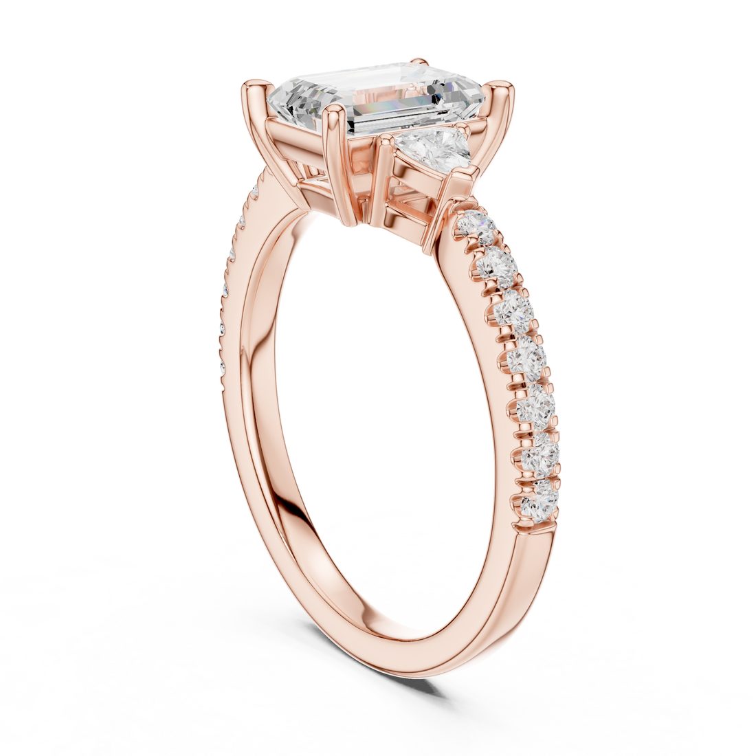 DDLR-857 - Three Stone Emerald Ring - White Gold