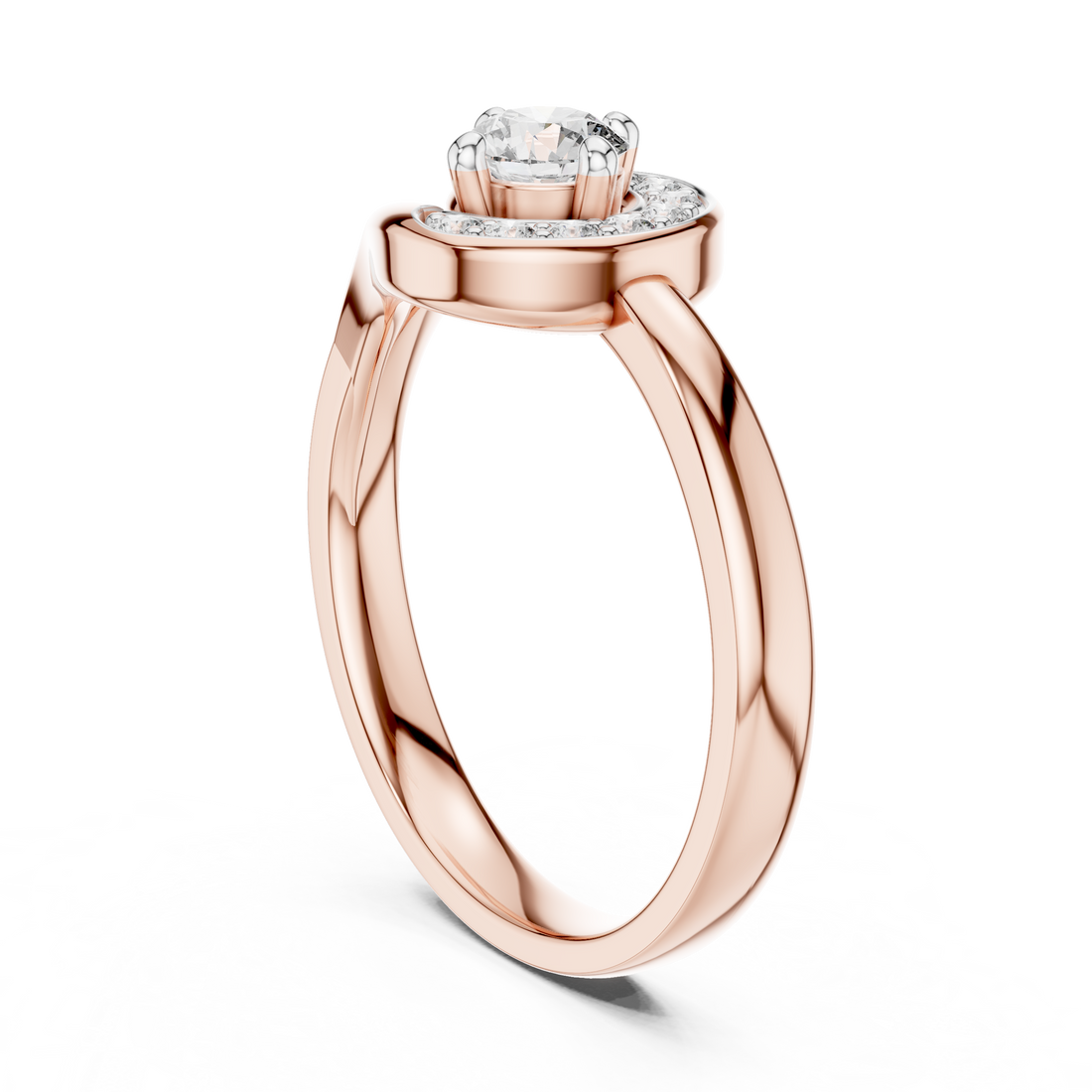 12#10007@L - Halo Round Ring - White Gold