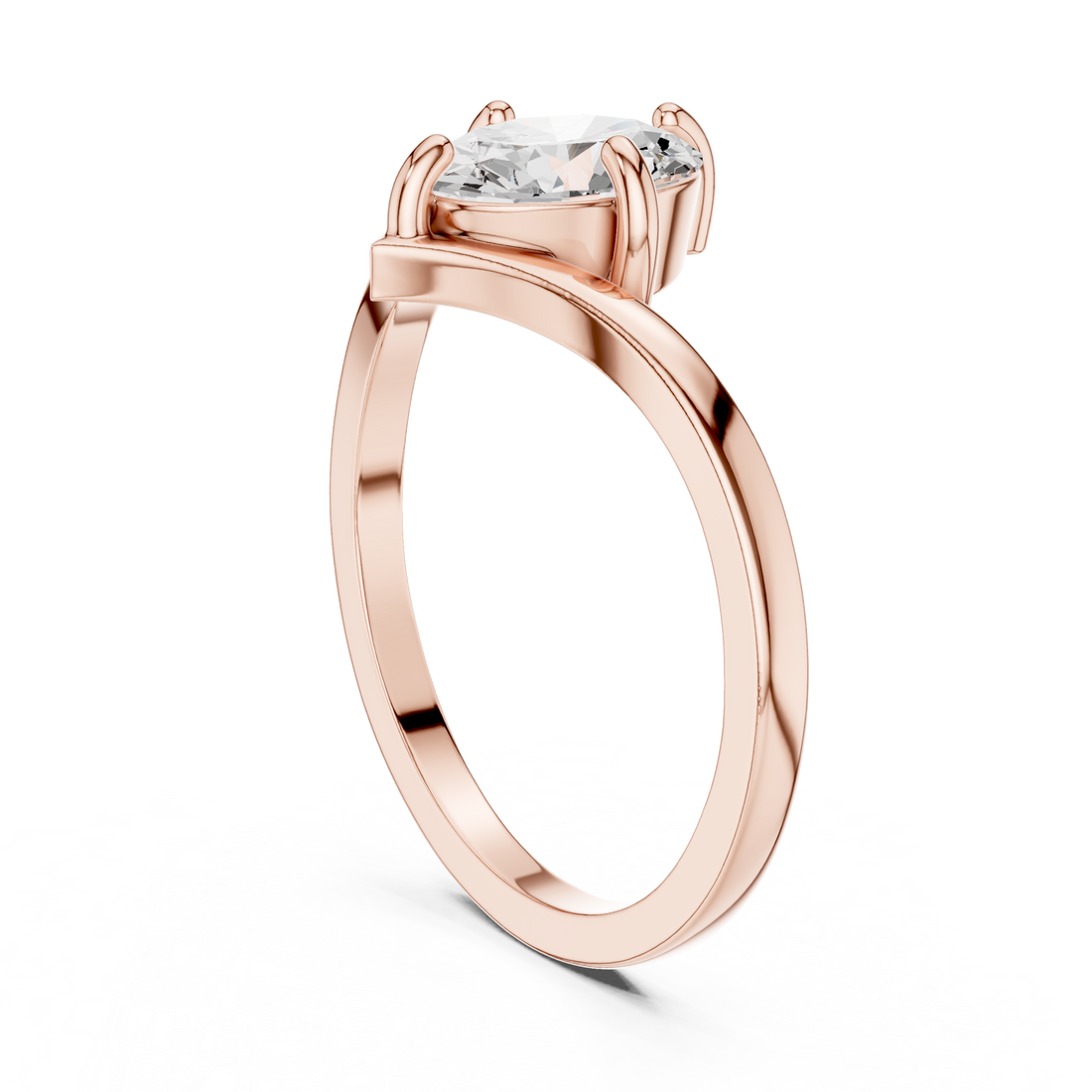 DDLR-1055 - Solitaire Oval Ring - White Gold