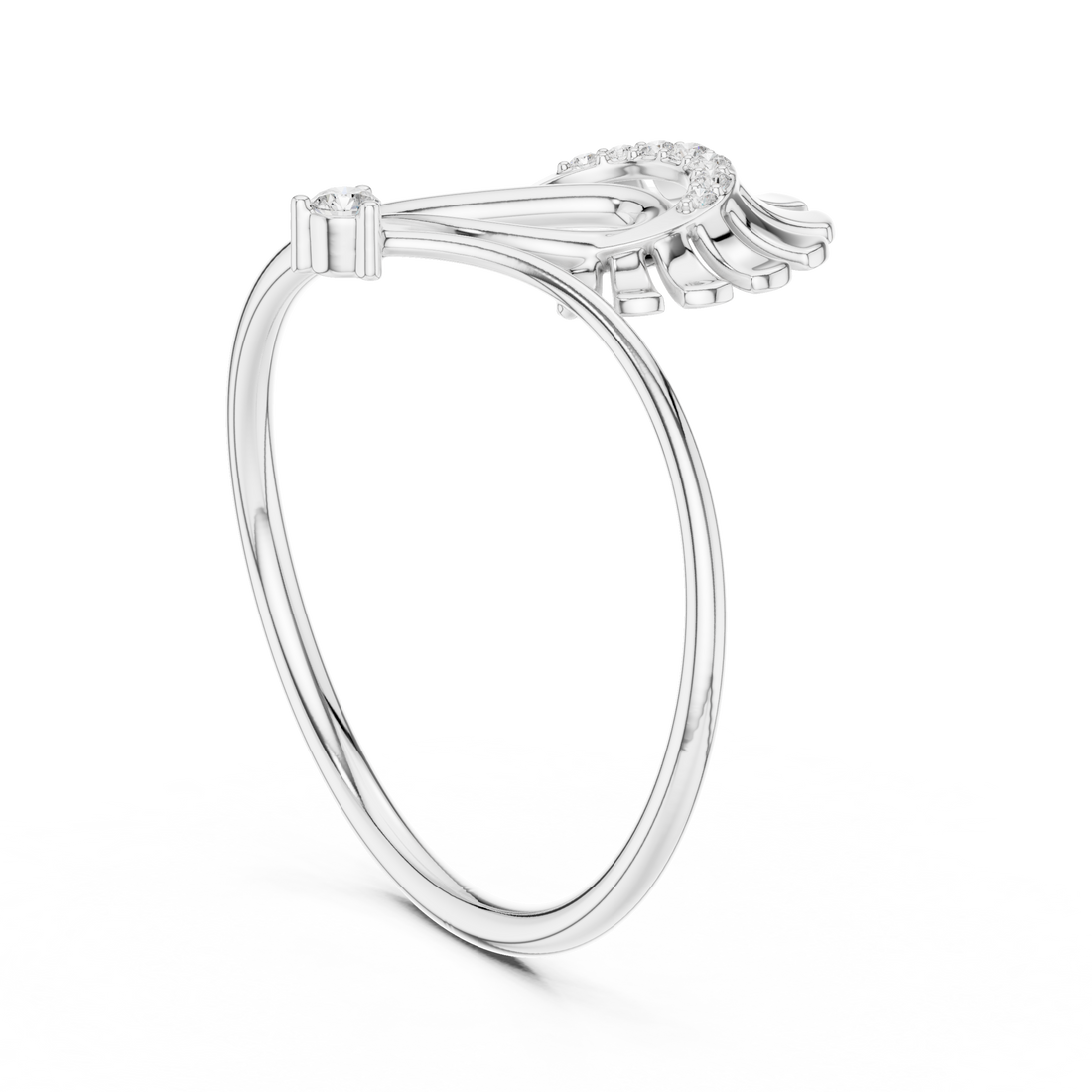 1 (116) - Fashion Round Ring - White Gold