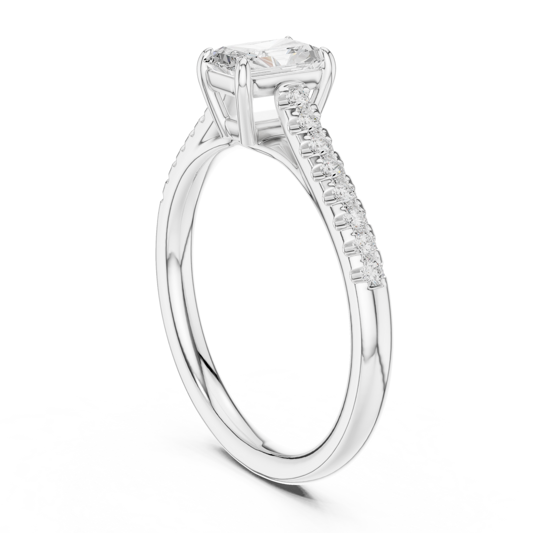 DDLR-587 - Solitaire Radiant Ring - White Gold