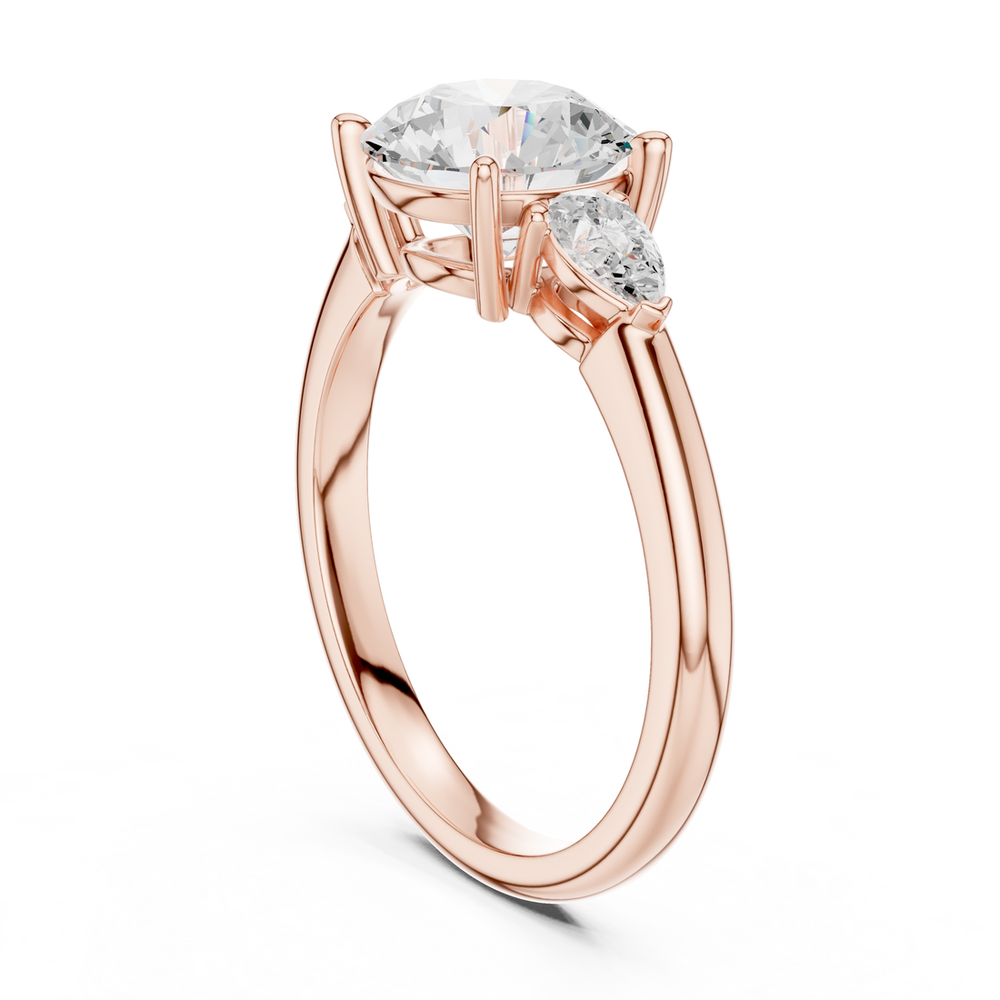 DDLR-035-RD - Three Stone Round Ring - White Gold