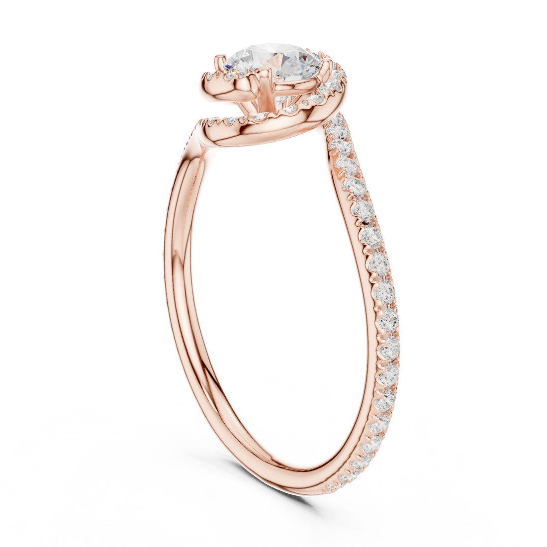 LR-0338 - Halo Round Ring - White Gold