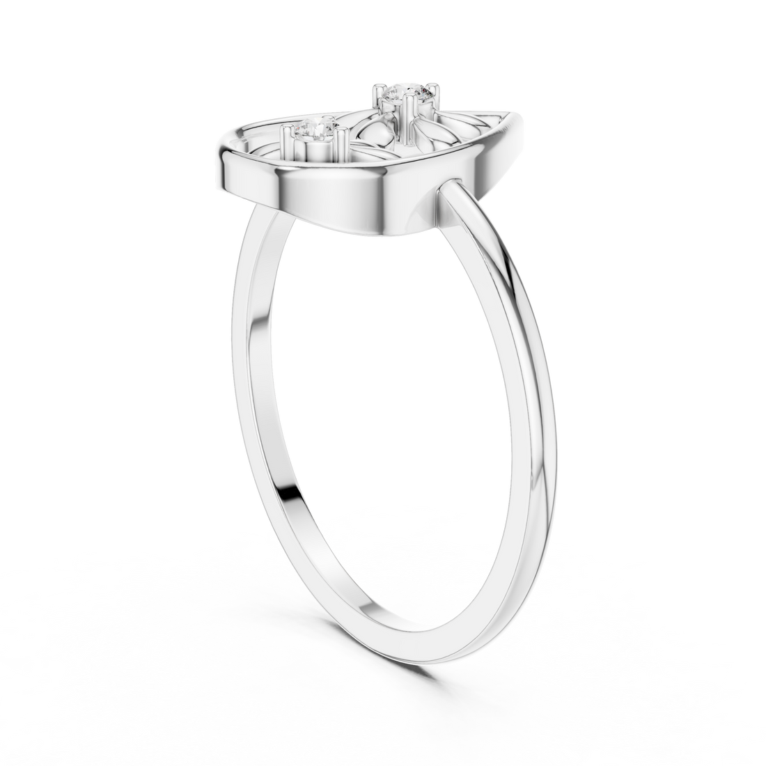 DR-6256 - Fashion Round Ring - White Gold