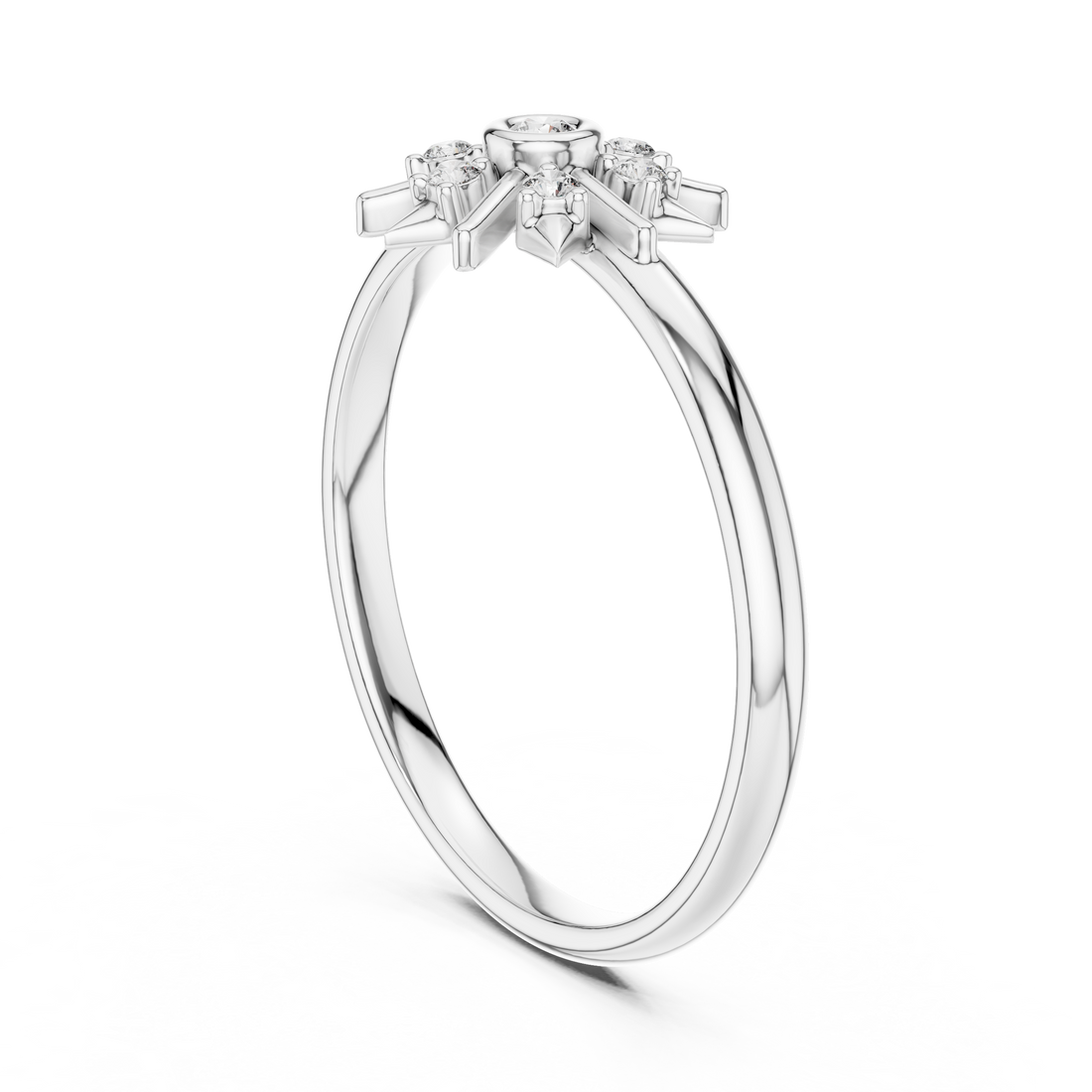 1 (415) - Fashion Round Ring - White Gold