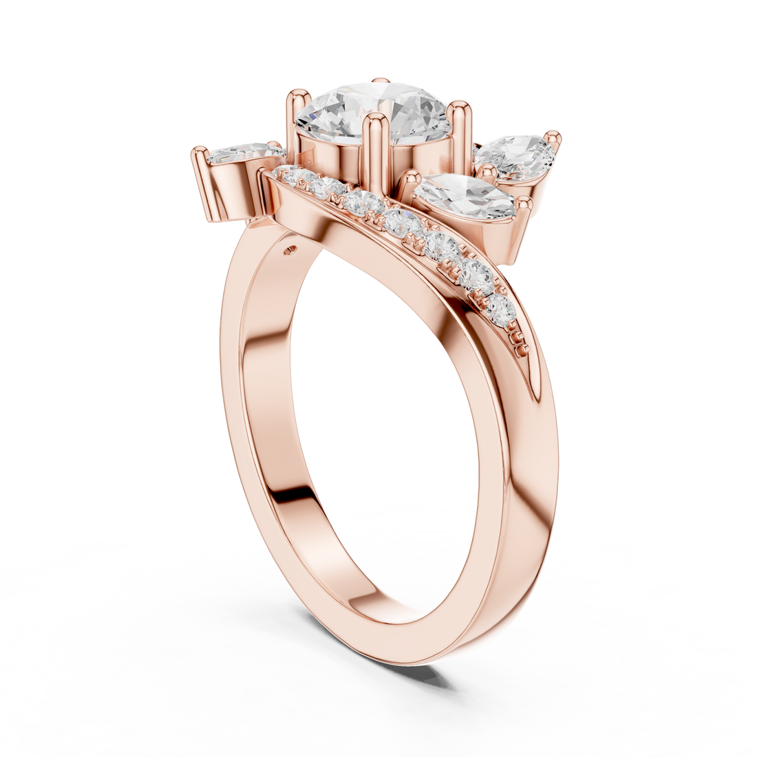 DDLR-436 - Bypass Round Ring - White Gold