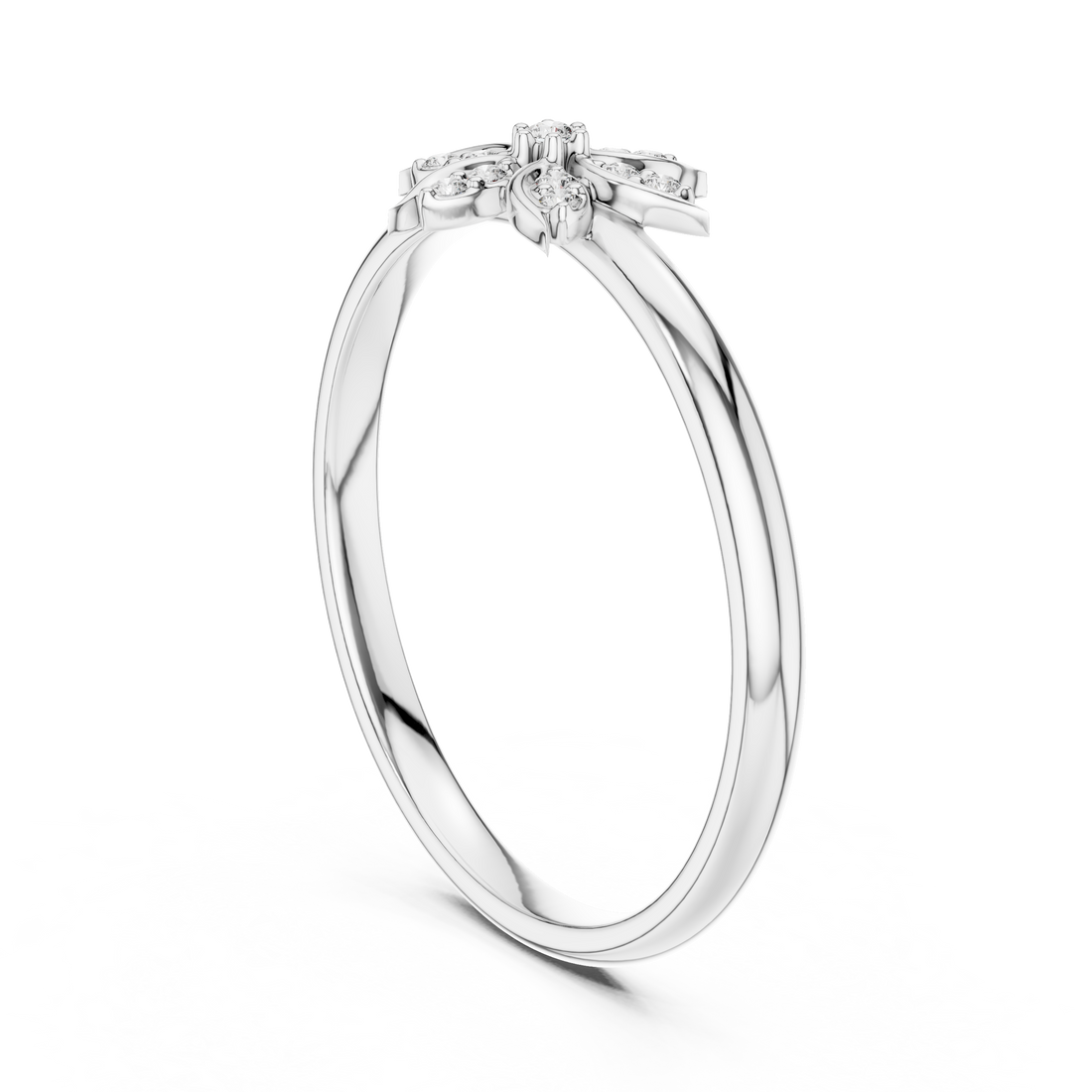 1 (389) - Fashion Round Ring - White Gold
