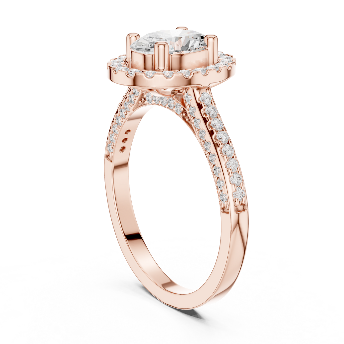 DDLR-415 - Halo Oval Ring - White Gold