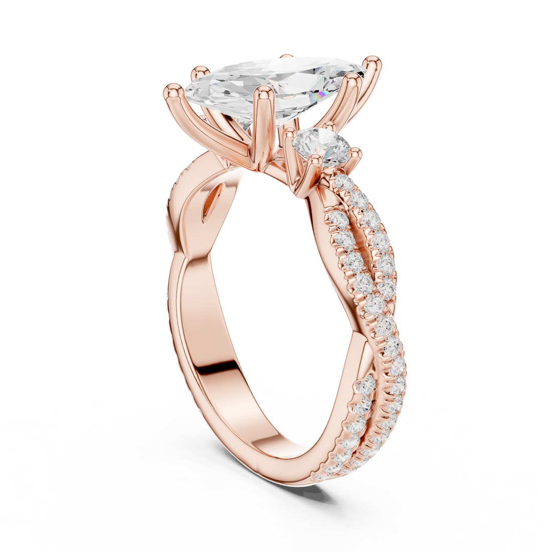 DDLR-281-MQ - Three Stone Marquise Ring - White Gold