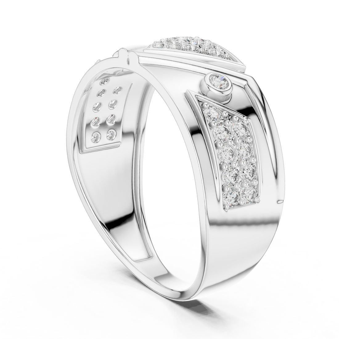 LR-01 (50) - Fashion Round Ring - White Gold