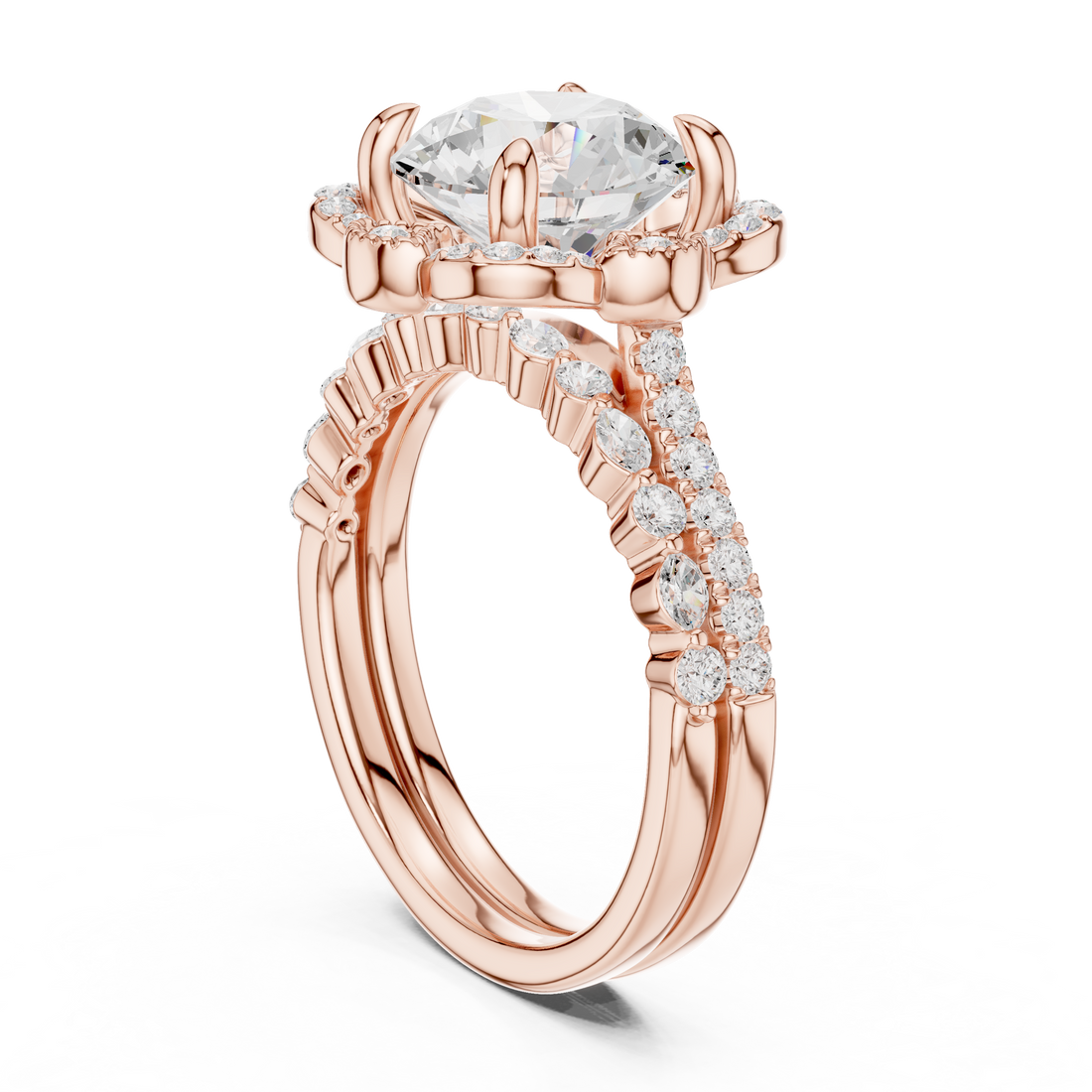 DDLR-442 -RD - Fashion Round Ring - White Gold