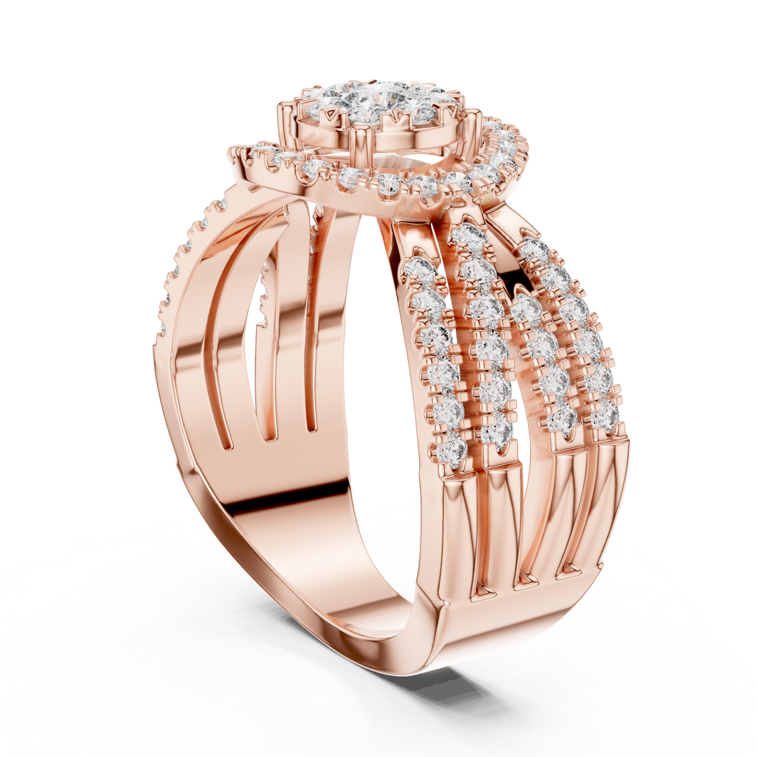 19#120008L - Fashion Round Ring - White Gold