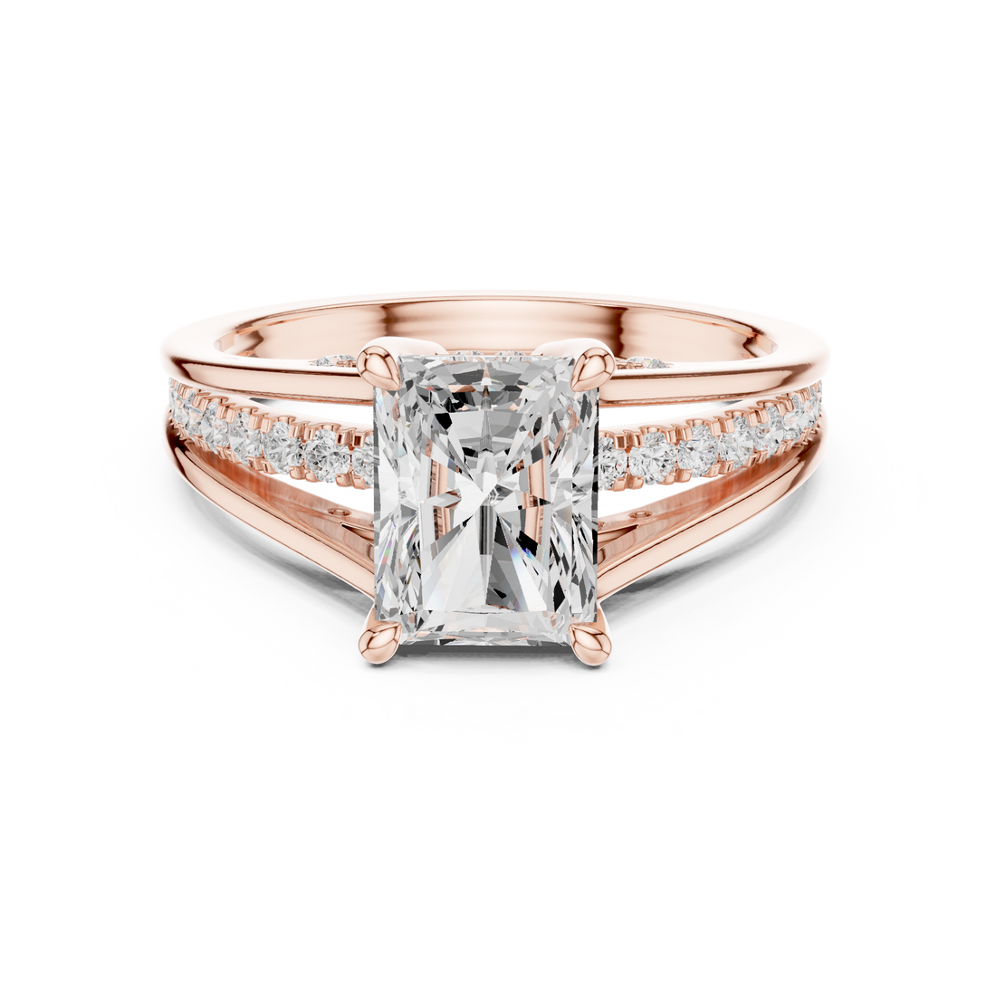 Split Shank Ring - Radiant | DDLR-998 - Rose Gold