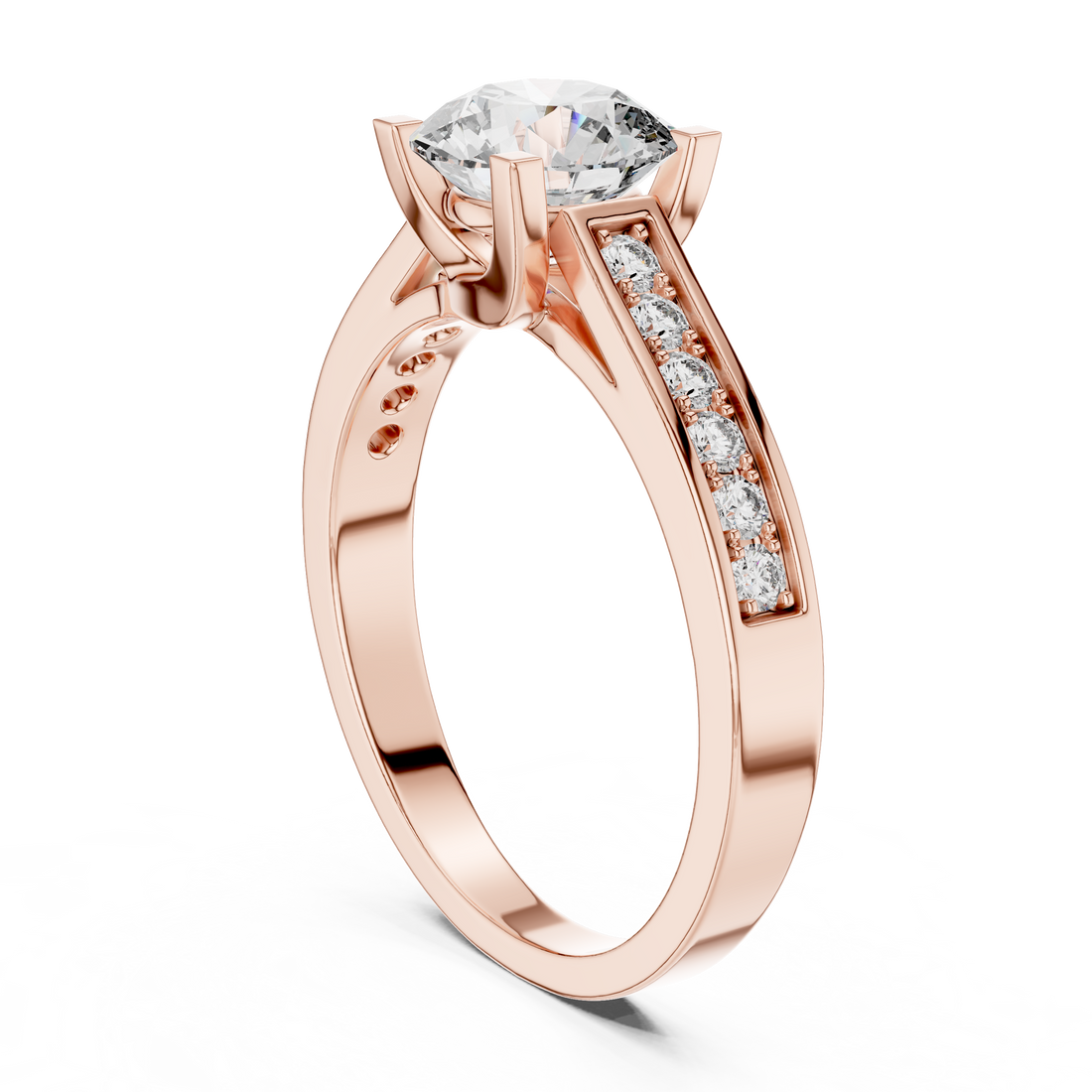 LR-0035 - Solitaire Round Ring - White Gold