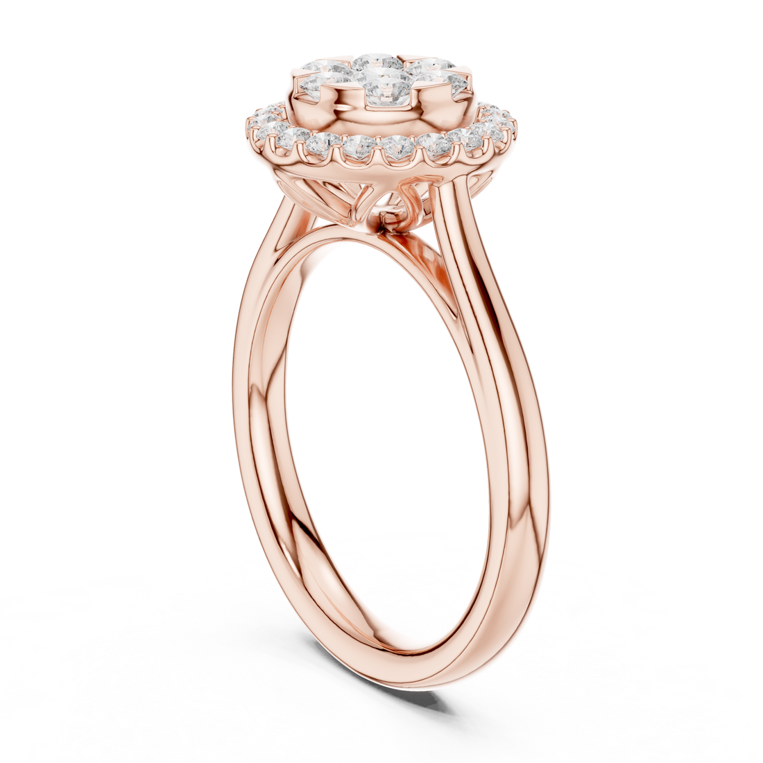DDLR-578 - Halo Round Ring - White Gold