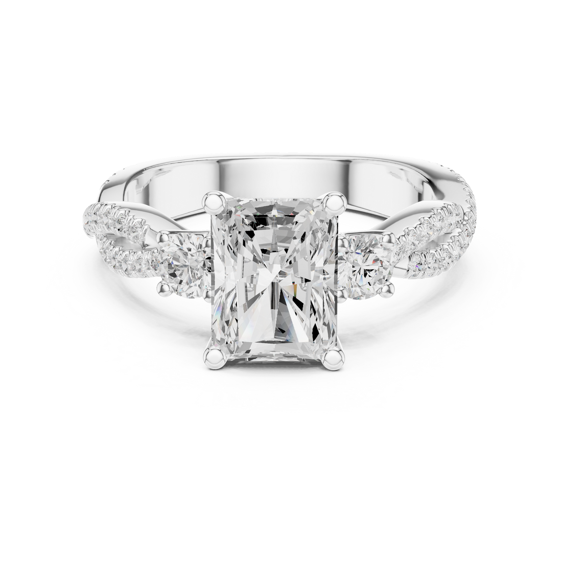 Three Stone Ring - Radiant | DDLR-1039 - Rose Gold
