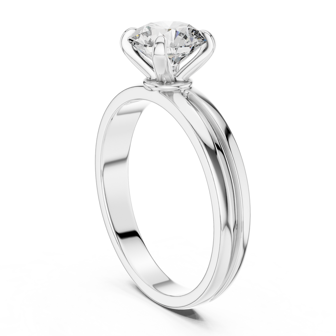 LR-0005 - Solitaire Round Ring - White Gold