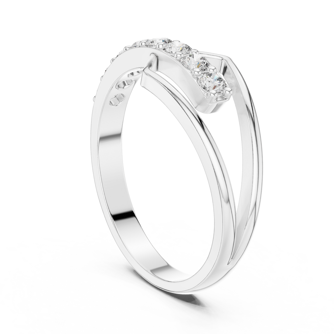 HLR-107 - Bypass Round Ring - White Gold