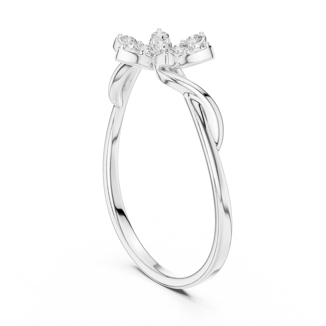 1 (139) - Fashion Round Ring - White Gold