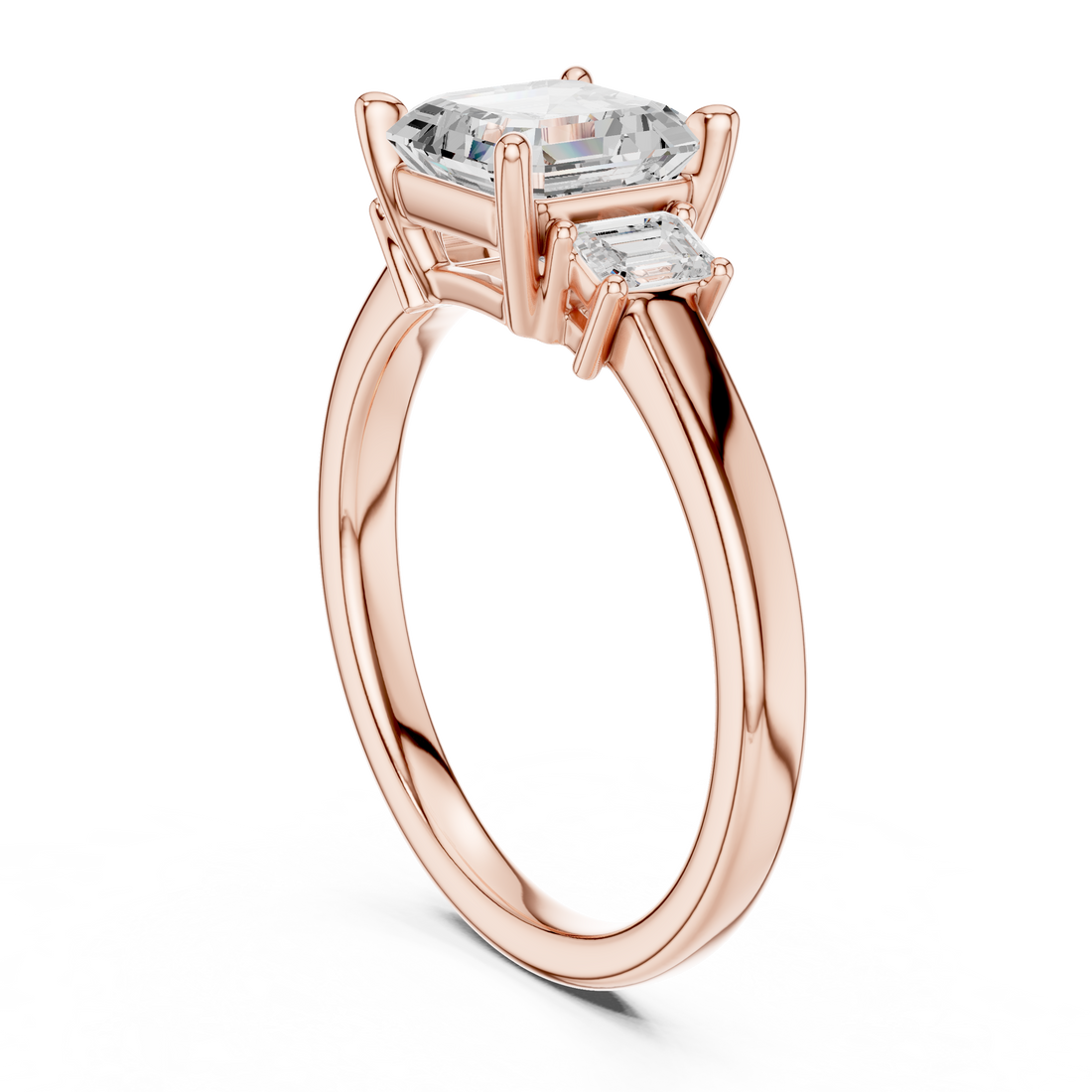 DDLR-867 - Three Stone Asscher Ring - White Gold