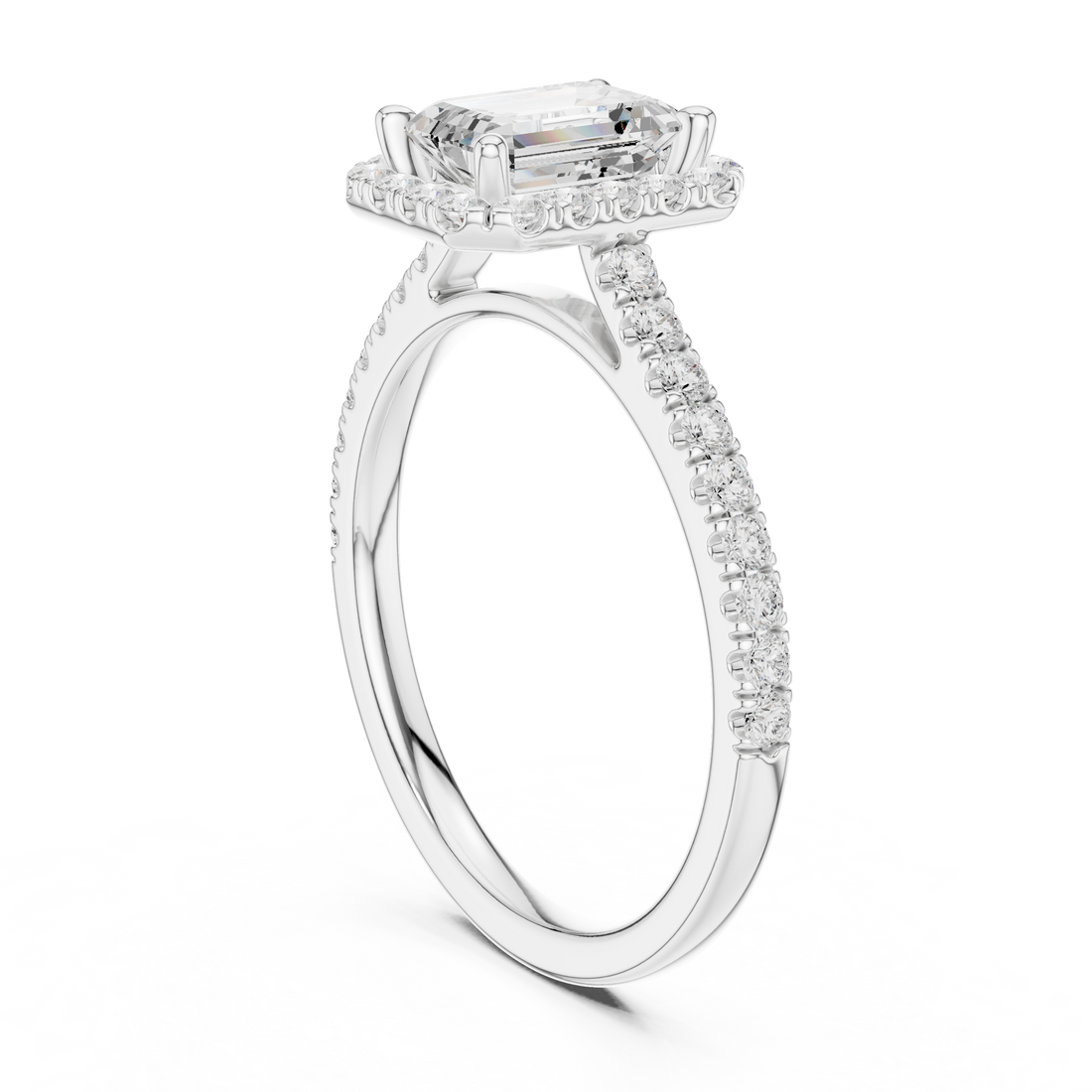 DYOR-113-EM - Halo Emerald Ring - White Gold